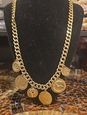 Stella & Dot Gold Coin Charm Necklace